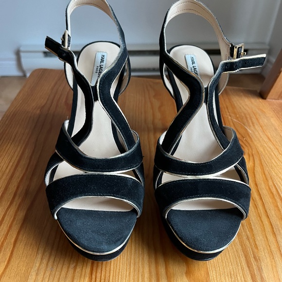 KARL LAGERFELD - ELOISE PLATFORM STILETTO SANDALS IN BLACK - Picture 3 of 5